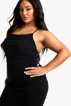 boohoo Plus Robe Midaxi Grande Taille à Perles et Brides<Femme Robes Moulantes|Robes