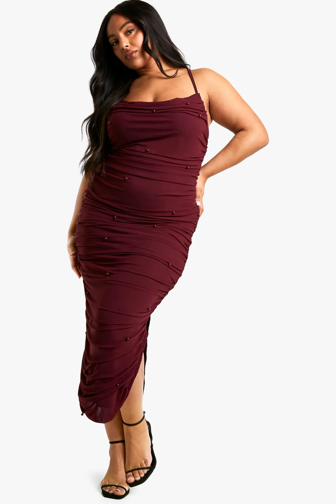 Plus Robe Midaxi à Lanières et perles