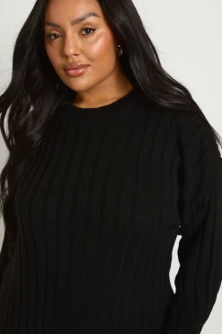 Plus Robe Midaxi à Mailles Épaisses Côtelées en Tricot Doux