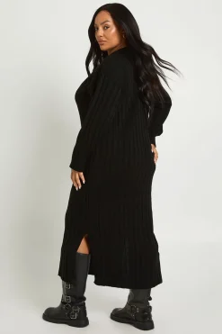 Plus Robe Midaxi à Mailles Épaisses Côtelées en Tricot Doux