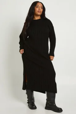 Plus Robe Midaxi à Mailles Épaisses Côtelées en Tricot Doux