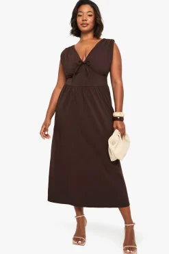 PLUS ROBE MIDI CORSET À DÉTAILS NOÉS ET À DÉCOLLETÉ PLONGÉ