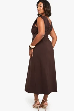 PLUS ROBE MIDI CORSET À DÉTAILS NOÉS ET À DÉCOLLETÉ PLONGÉ
