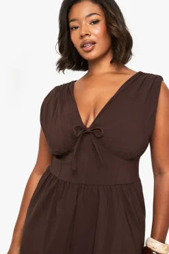 PLUS ROBE MIDI CORSET À DÉTAILS NOÉS ET À DÉCOLLETÉ PLONGÉ