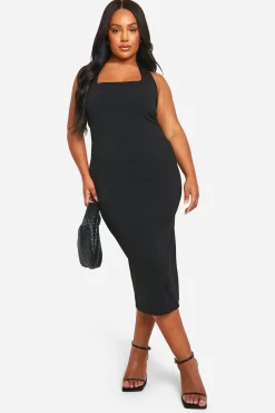 Plus Robe Midi à Encolure Halterneck