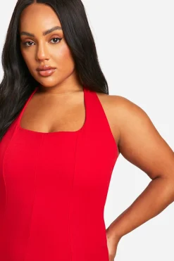 Plus Robe Midi Grande Taille à encolure halter