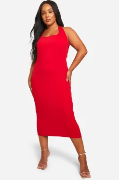 Plus Robe Midi Grande Taille à encolure halter