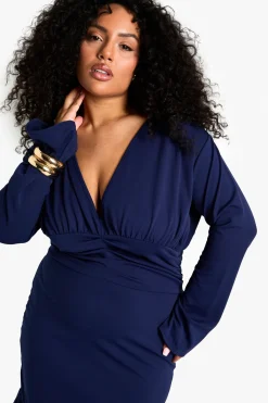 plus robe midi plongeante asymétrique