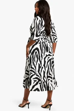 PLUS ROBE MIDI PORTFOLIO À IMPRESSION ANIMALE TISSÉE