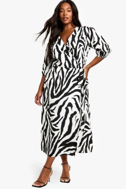 PLUS ROBE MIDI PORTFOLIO À IMPRESSION ANIMALE TISSÉE