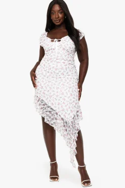 plus robe mini asymétrique en dentelle florale