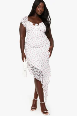 plus robe mini asymétrique en dentelle florale