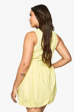 Plus robe mini grande taille en bengaline à décolleté plongeant et effet puffball