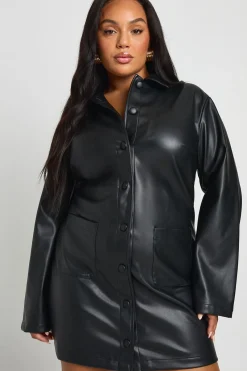 boohoo Plus robe mini à manches longues avec col en synthétique<Femme Robes À Manches Longues|Robes