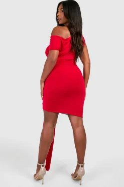 boohoo Plus Robe Mini à Épaules Dénudées avec Nouage et Détail en Dentelle<Femme Robes Moulantes|Satin Et Dentelle