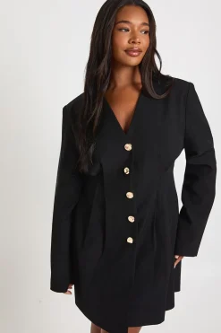Plus robe mini structurée en satin et dentelle à col haut