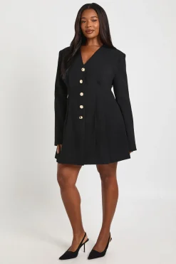 Plus robe mini structurée en satin et dentelle à col haut
