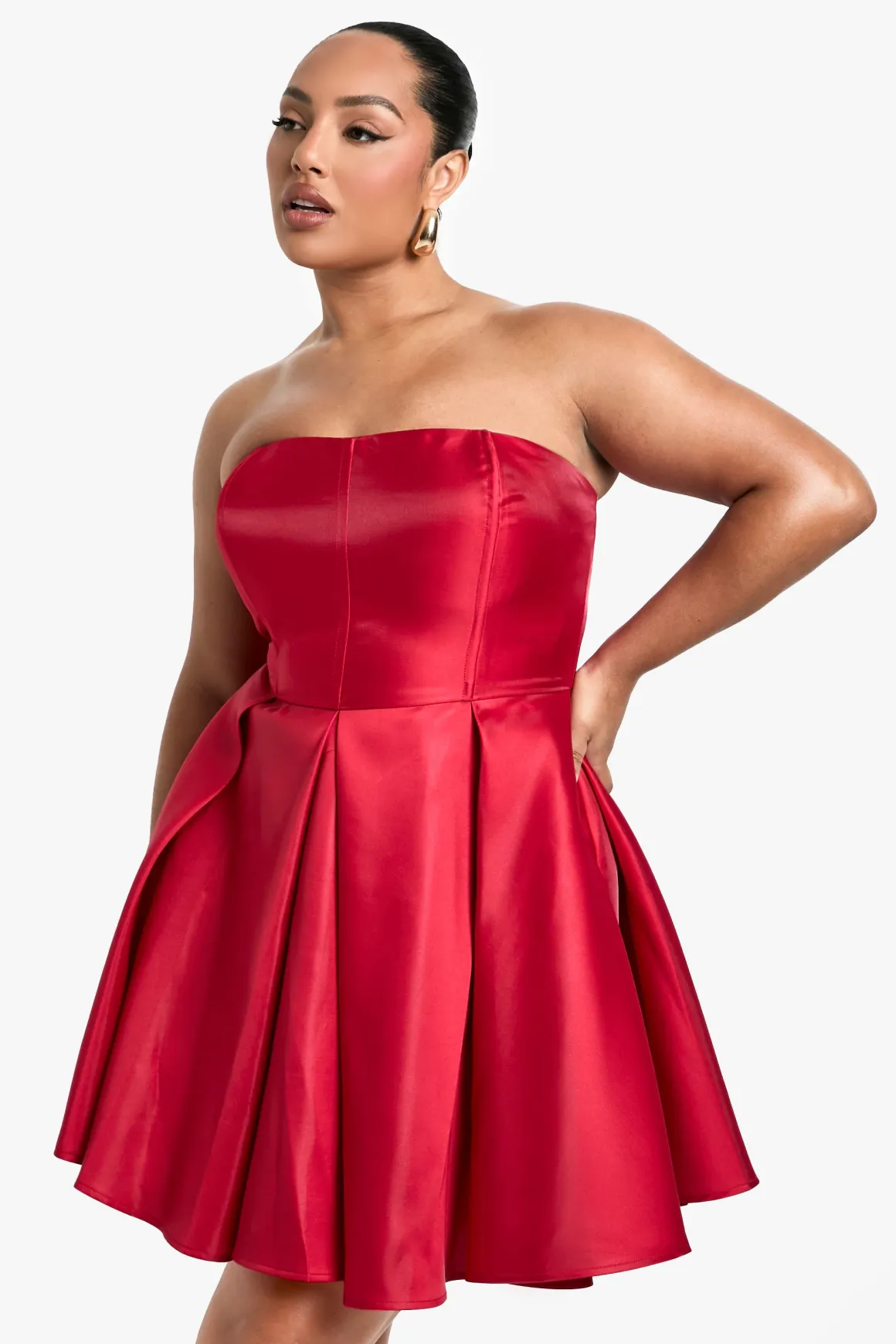 Plus Robe Patineuse Plissée à Bandeau