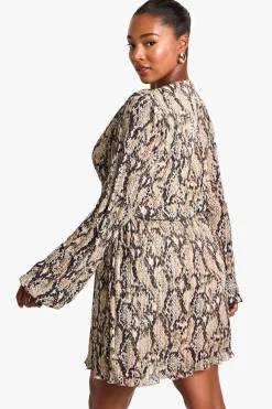 Plus Robe Patineuse Plissée à Imprimé synthétique