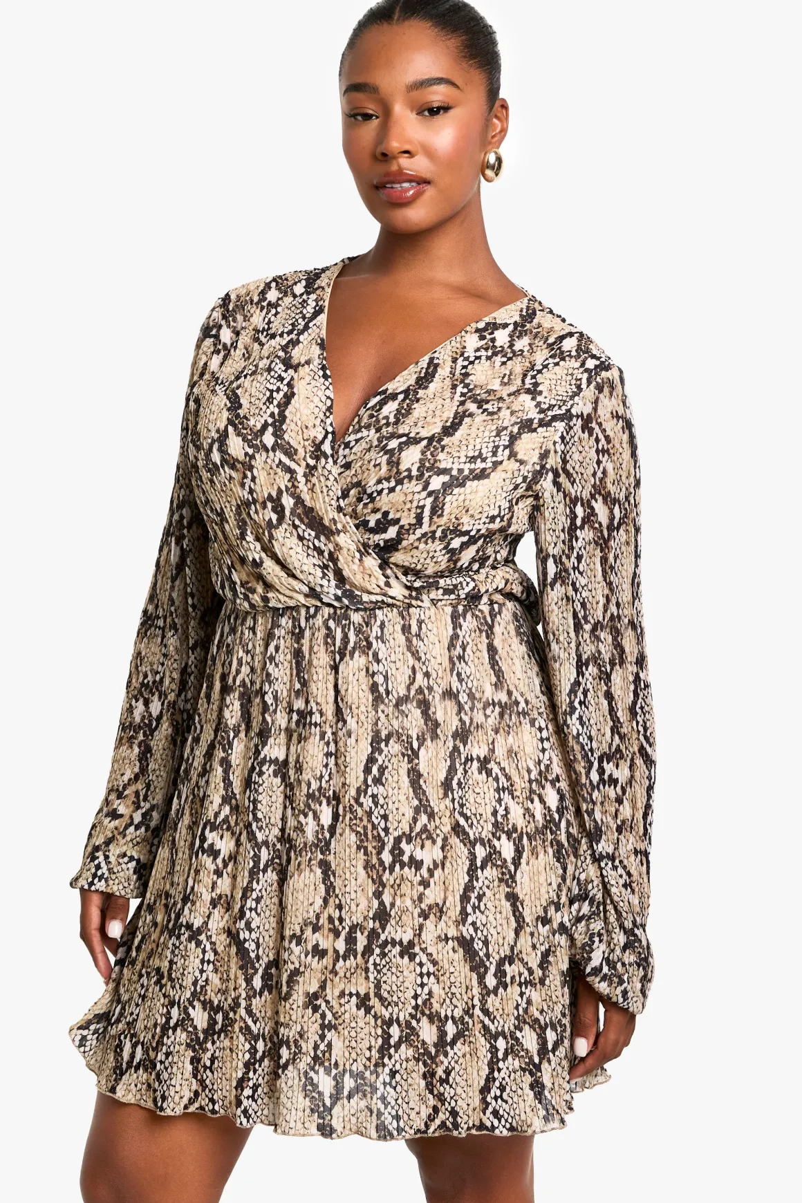 Plus Robe Patineuse Plissée à Imprimé synthétique