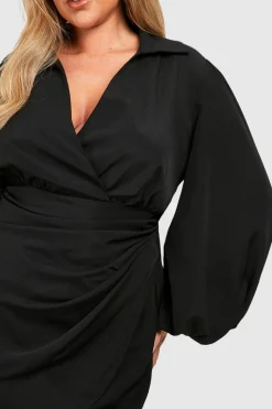 Plus Robe Portefeuille à Manches Blouson