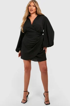 Plus Robe Portefeuille à Manches Blouson