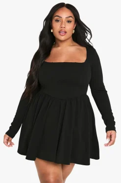 boohoo Plus Robe Skater Grande Taille à Détail Corset<Femme Robes Corset|Robes Courtes