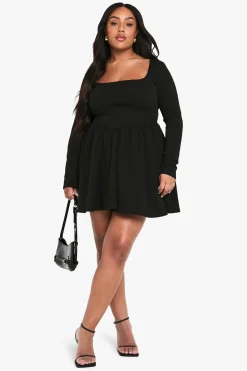 boohoo Plus Robe Skater Grande Taille à Détail Corset<Femme Robes Corset|Robes Courtes