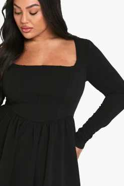 boohoo Plus Robe Skater Grande Taille à Détail Corset<Femme Robes Corset|Robes Courtes
