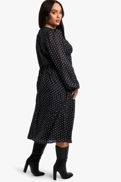Plus Robe Skater Midi grande taille style Milkmaid à pois tissée