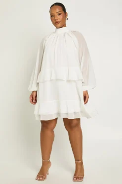 Plus robe smock en chiffon à volants