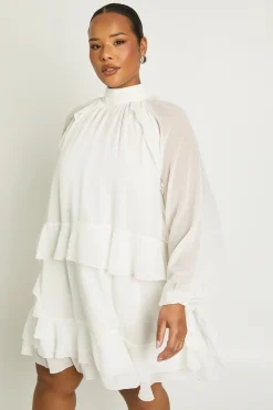 Plus robe smock en chiffon à volants