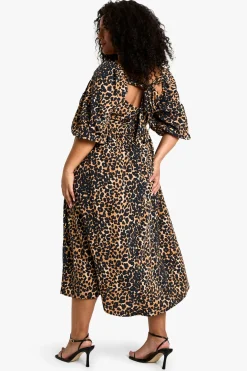 PLUS Robe smock grande taille tissée à manches bouffantes avec dos noué
