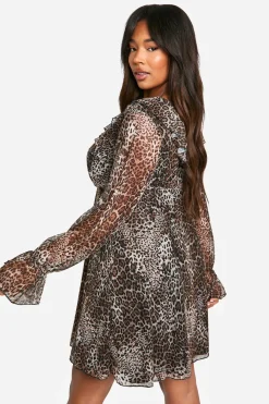 boohoo Plus Robe Smock à Volants<Femme Robes Babydoll|Robes À Manches Longues