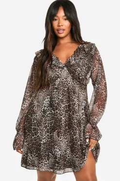 boohoo Plus Robe Smock à Volants<Femme Robes Babydoll|Robes À Manches Longues