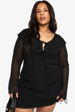 Plus Robe trapèze à volants en tissé