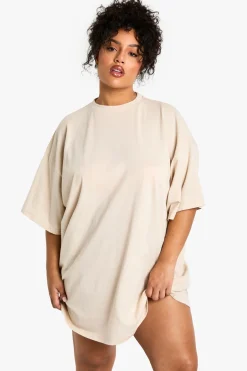 boohoo plus robe t-shirt oversize<Femme Robes T-Shirt|Robes