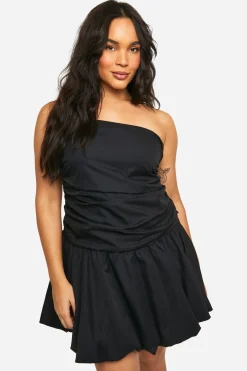boohoo Plus Ruched Bandeau Puff Ball Mini Dress<Femme Robes Courtes|Robes