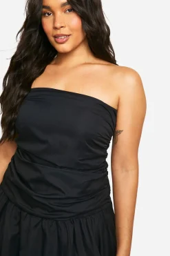 boohoo Plus Ruched Bandeau Puff Ball Mini Dress<Femme Robes Courtes|Robes