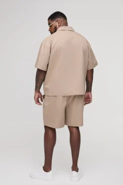 Plus Satin Jacquard Boxy Oversized Shirt