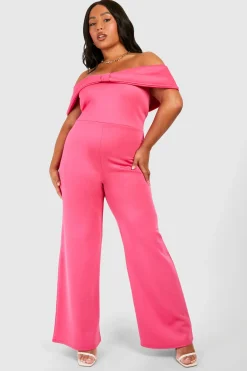 boohoo Plus Scuba Combinaison Bardot à Détail de Nœud<Femme Combinaisons Et Combishorts