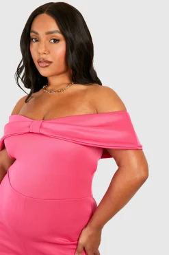 boohoo Plus Scuba Combinaison Bardot à Détail de Nœud<Femme Combinaisons Et Combishorts