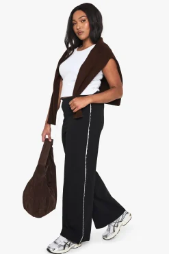 Plus Scuba Crepe Contrast Straight Leg Trouser