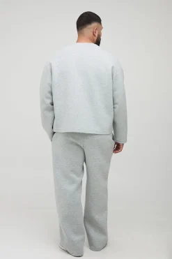 Plus Scuba Marl Cardigan oversize à coupe boxy brodé