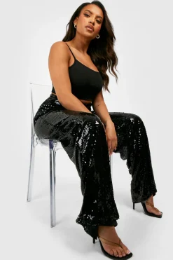 Plus Sequin Pantalon à Jambes Larges
