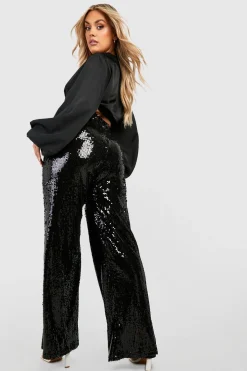 boohoo Plus Sequin Pantalon à jambes larges<Femme Pantalons