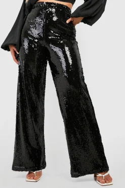boohoo Plus Sequin Pantalon à jambes larges<Femme Pantalons