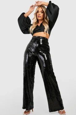 boohoo Plus Sequin Pantalon à jambes larges<Femme Pantalons