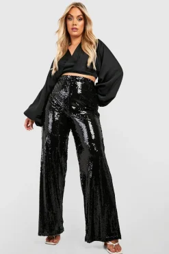 boohoo Plus Sequin Pantalon à jambes larges<Femme Pantalons