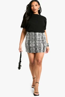 Plus Sequin Snake Mini Skirt
